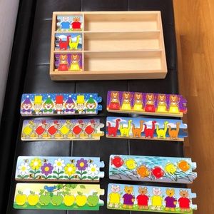 Melissa & Doug puzzles to learn sequences.